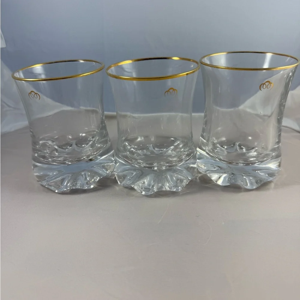 Crown Royal Gold Rimmed Glass Tumblers- Crown Royal Glassware ( Vintage)
